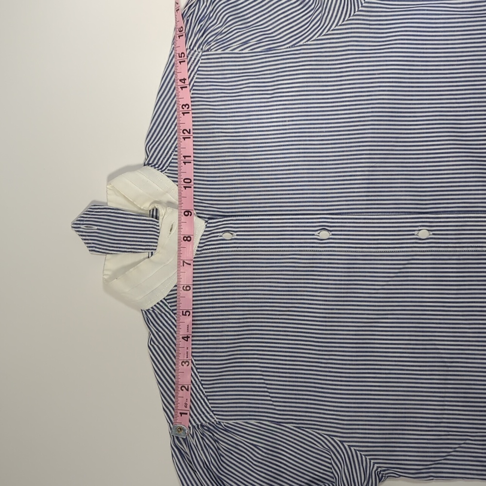 Fil a fil Paris Vintage French Striped Long Sleeve Button Front Shirt - Picture 8 of 9